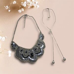 2 Elegant Silver and Pearl Necklace